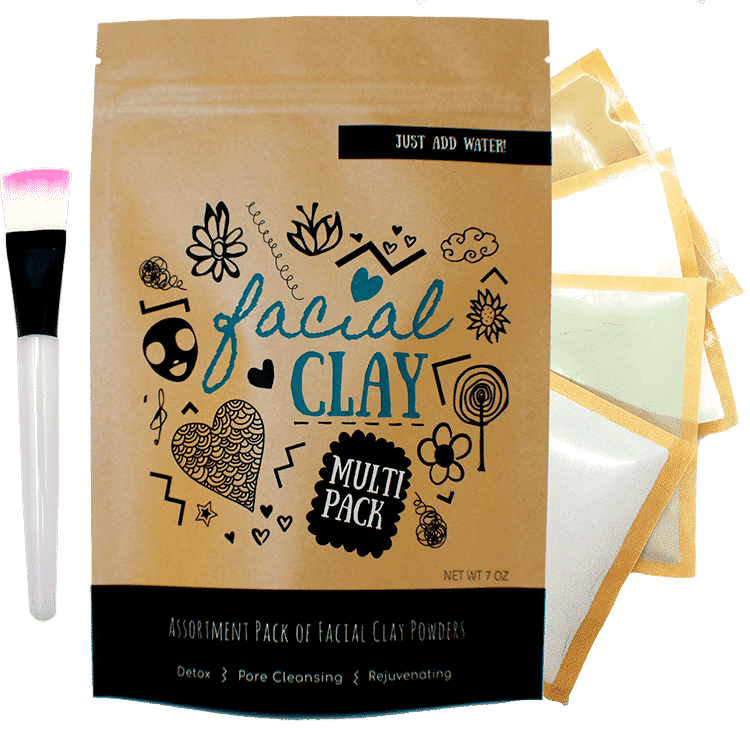 Clay Mask Assortment Pack of 4 Types of Clay Powder